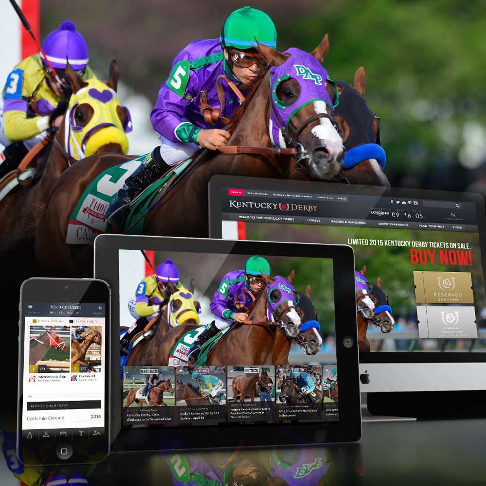 Teaser of the Kentucky Derby and Churchill Downs websites