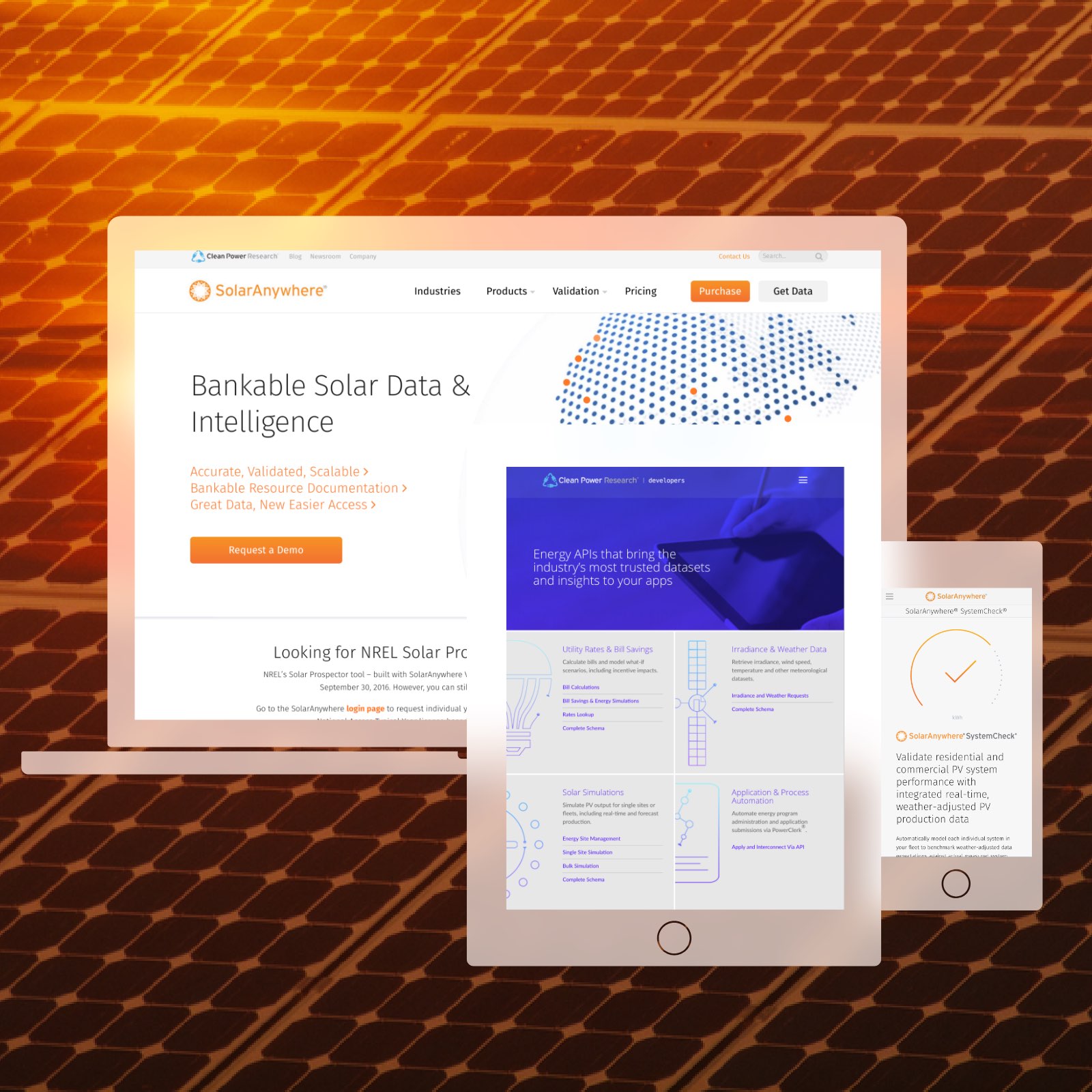 Teaser of the Clean Power Research and Solar Anywhere websites