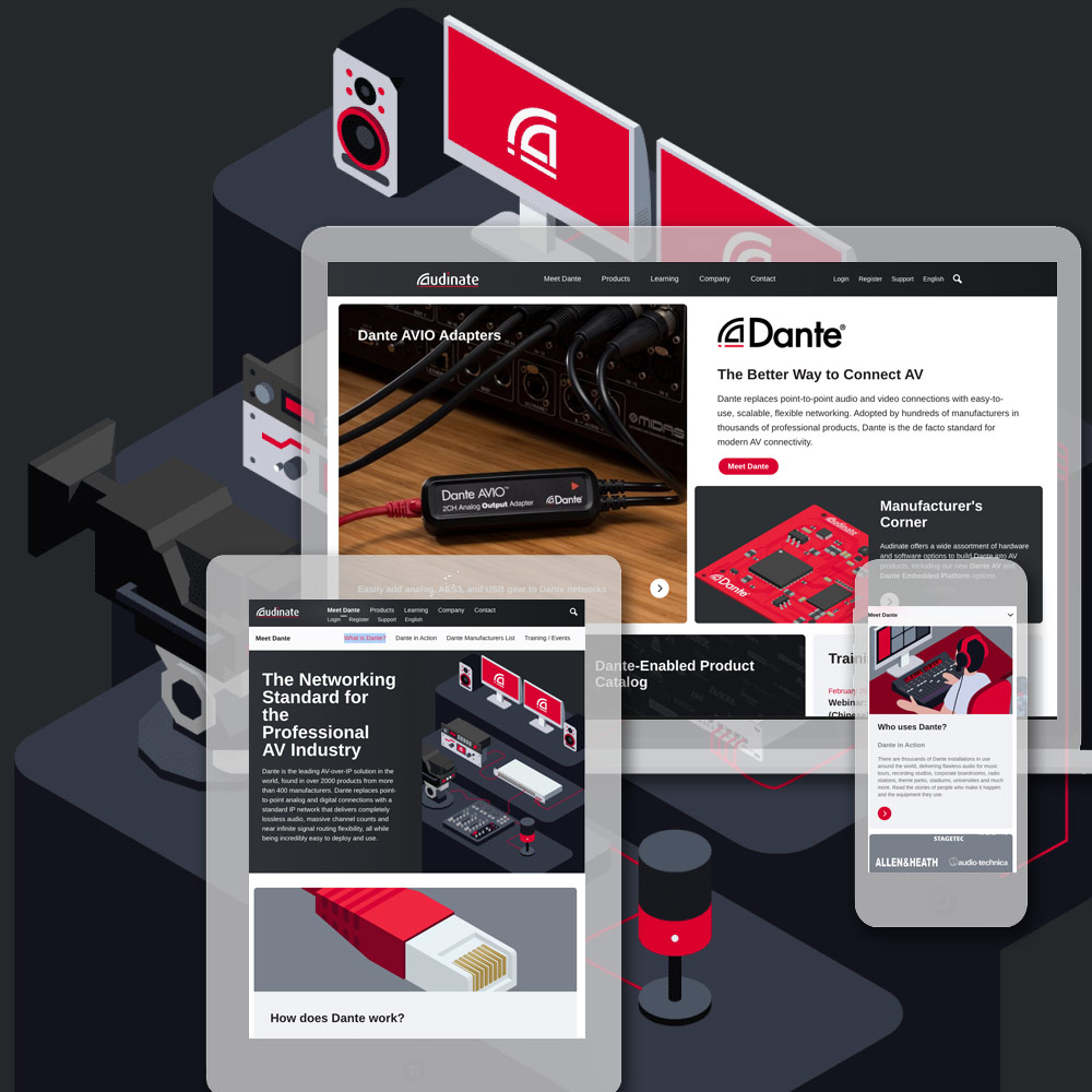 Teaser of the Audinate website